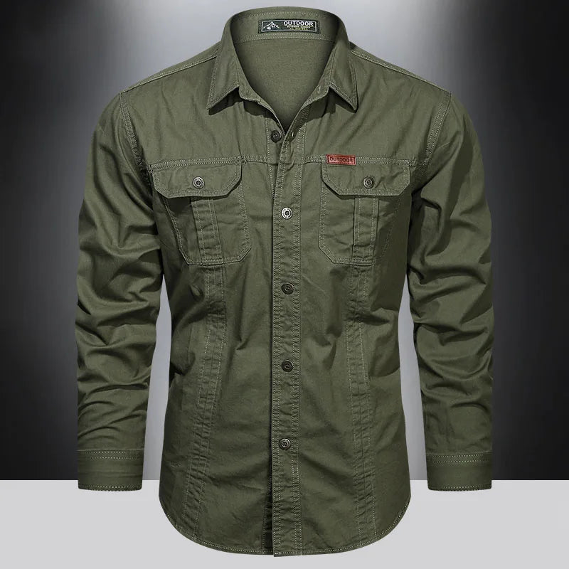 Camisa cargo dos manga longa algodão alta qualidade militar overshirt  5xl